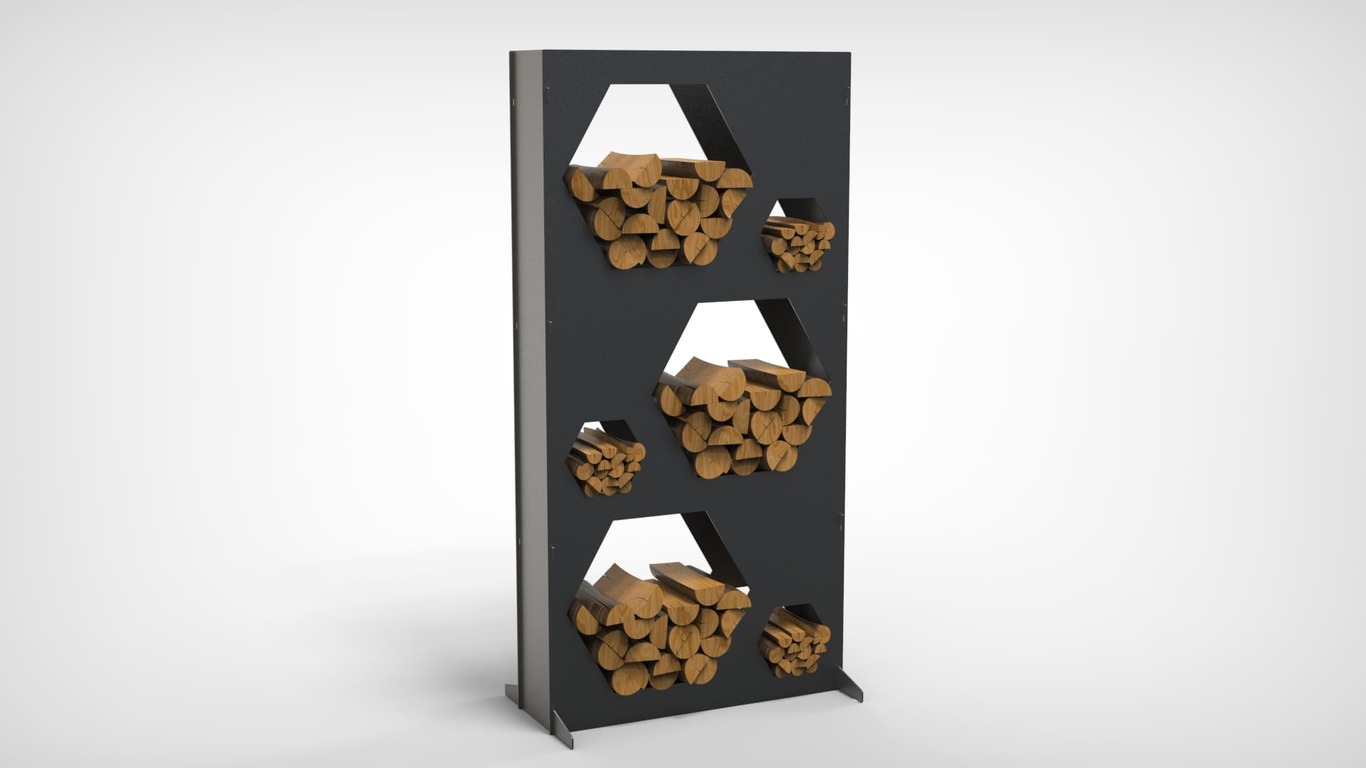Big Firewood Rack 70" with Hexagon Cutouts. DXF files for laser, plasma cutting. Фото 3