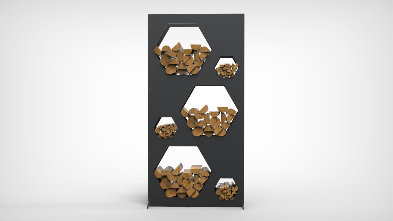 Big Firewood Rack 70" with Hexagon Cutouts. DXF files for laser, plasma cutting. Фото 4