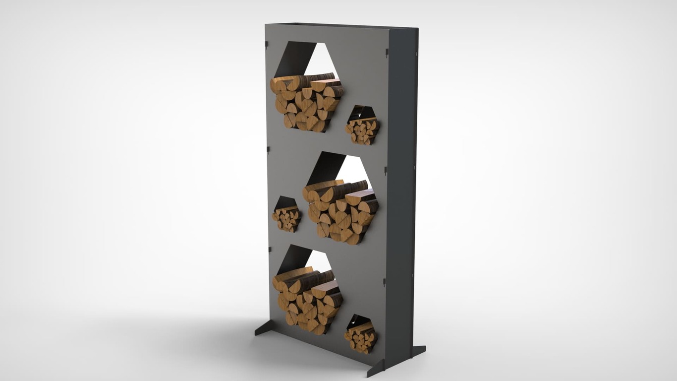 Big Firewood Rack 70" with Hexagon Cutouts. DXF files for laser, plasma cutting. Фото 2