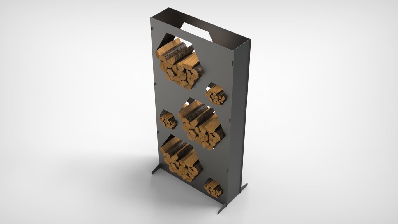 Big Firewood Rack 70" with Hexagon Cutouts. DXF files for laser, plasma cutting. Фото 7