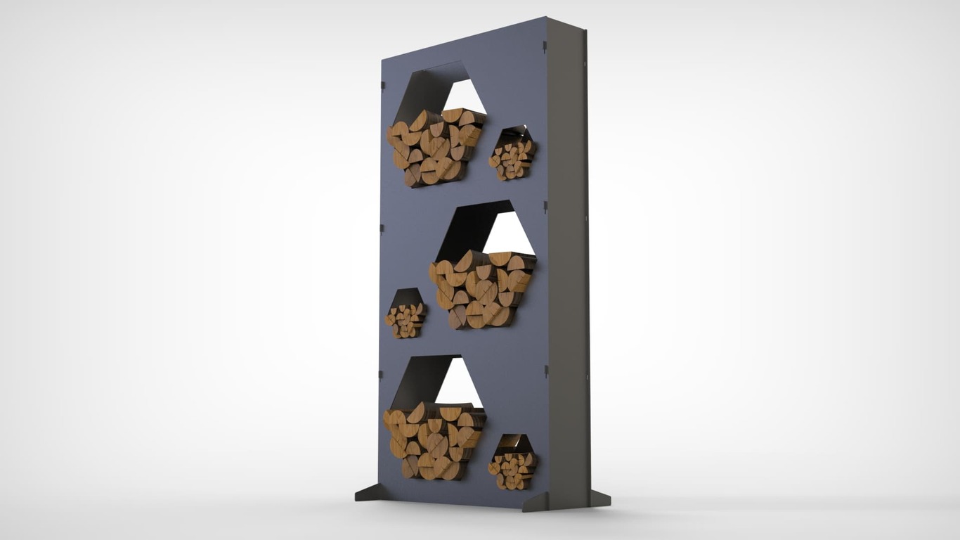 Big Firewood Rack 70" with Hexagon Cutouts. DXF files for laser, plasma cutting. Фото 6
