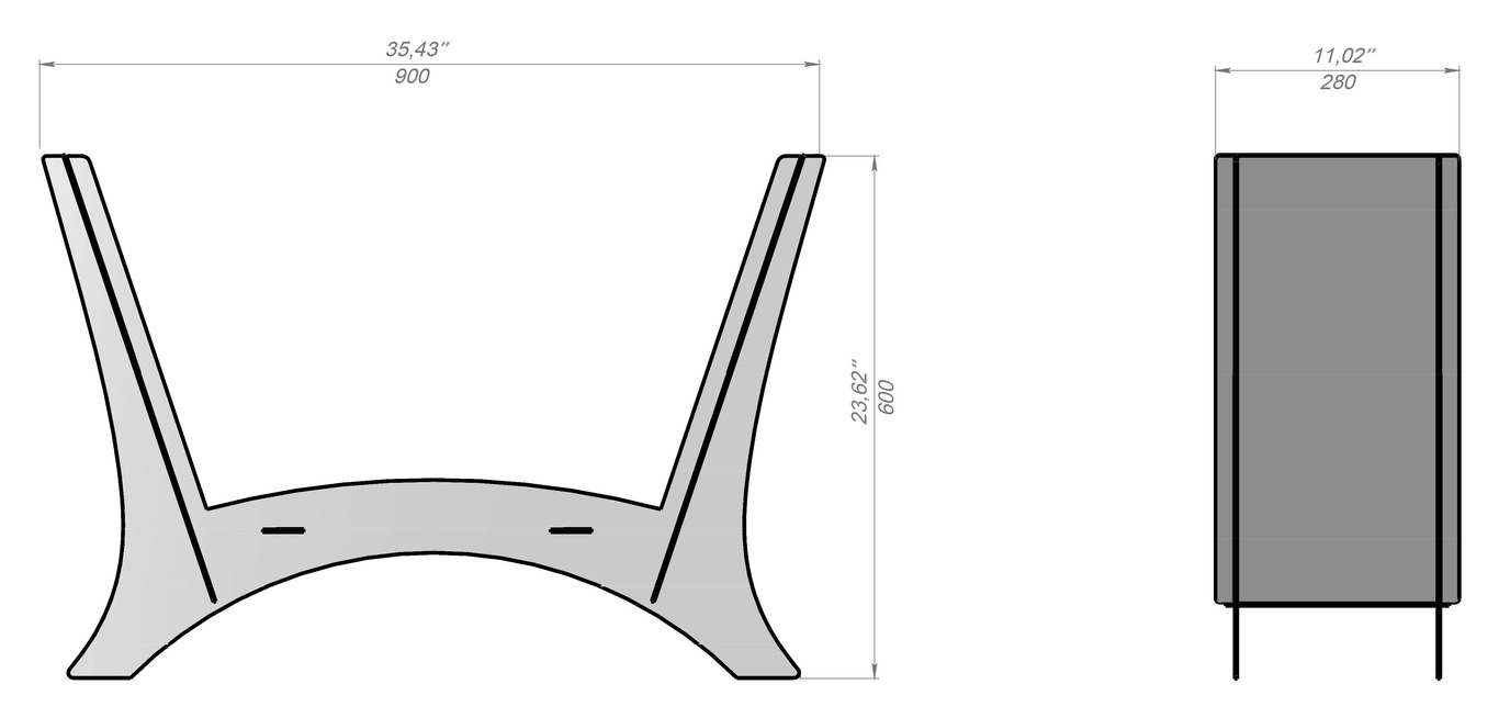 Rounded Minimalizm Firewood Rack V1. DXF files for laser, plasma cutting. Фото 14