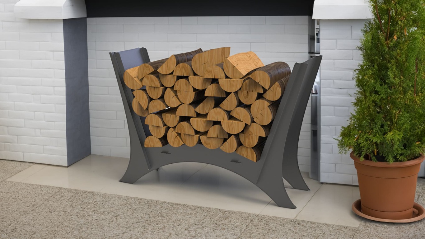 Rounded Minimalizm Firewood Rack V1. DXF files for laser, plasma cutting. Фото 2