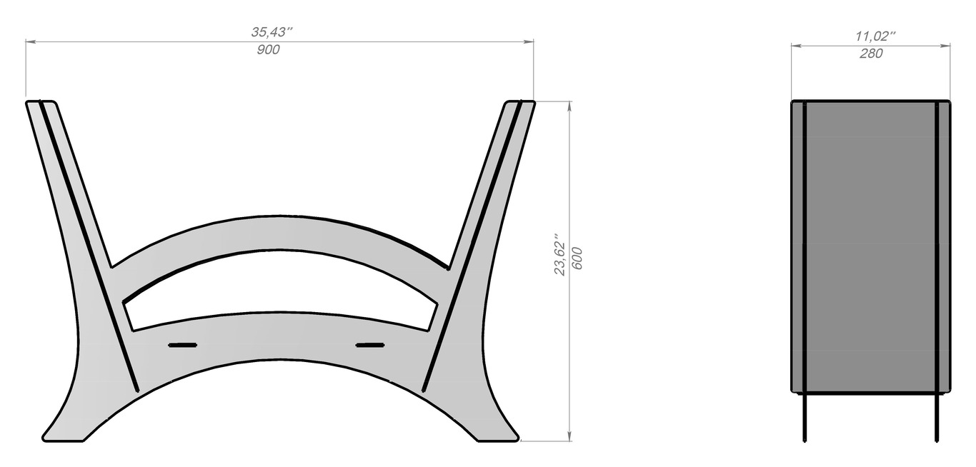 Rounded Minimalizm Firewood Rack V2. DXF files for laser, plasma cutting. Фото 9