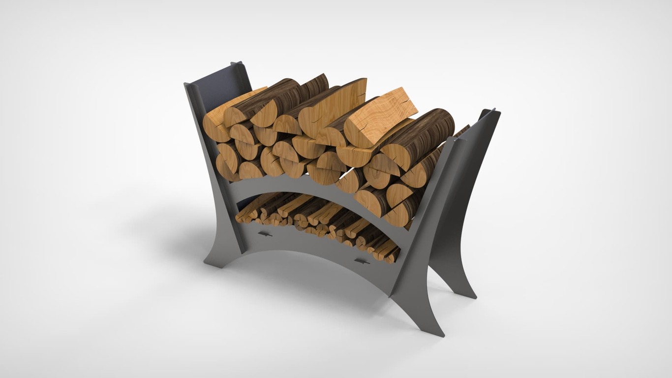 Rounded Minimalizm Firewood Rack V2. DXF files for laser, plasma cutting. Фото 2