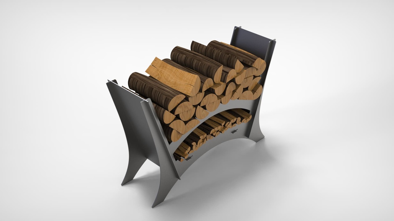 Rounded Minimalizm Firewood Rack V2. DXF files for laser, plasma cutting. Фото 4