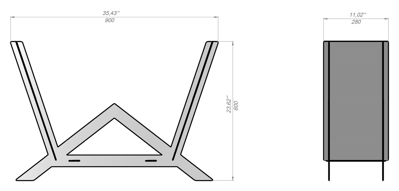 Minimalizm Firewood Rack V2. DXF files for laser, plasma cutting. Фото 9