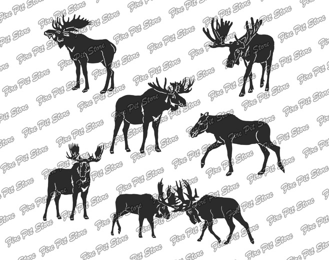 Assortiment Élans. Fichiers vectoriels DXF, SVG pour découpe CNC, laser et plasma