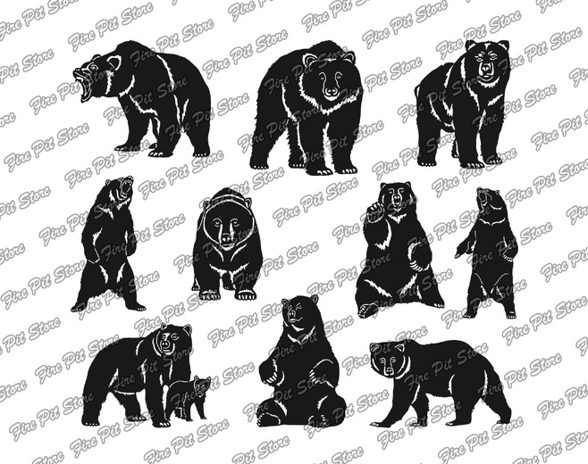 Assortiment Ours. Fichiers vectoriels DXF, SVG pour découpe CNC, laser et plasma