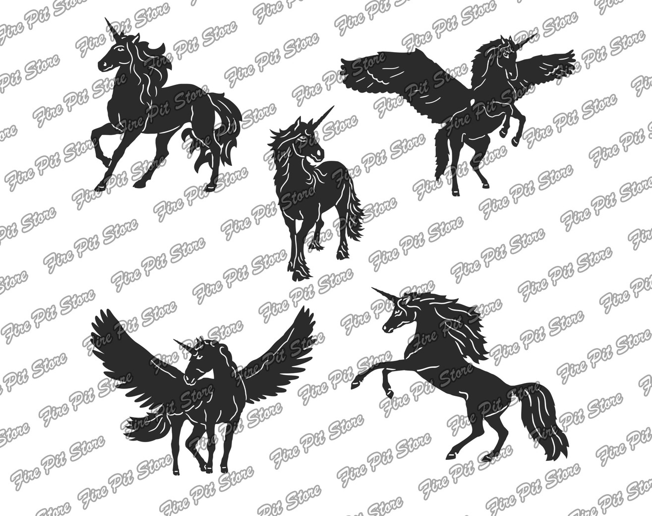Set Unicorni. File vettoriali DXF, SVG per taglio CNC, laser e plasma