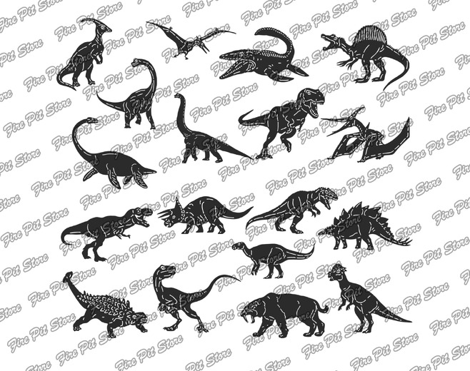 Dinosaur Bundle. DXF, SVG, PNG, AI, EPS, CDR vector files for CNC, laser and plasma cutting