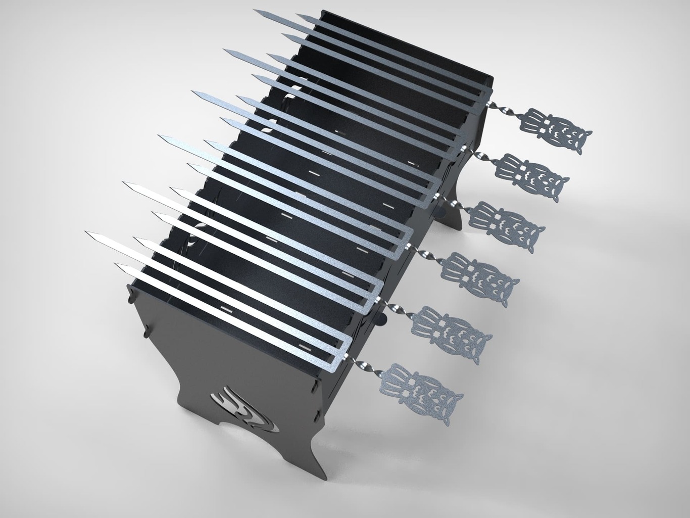Triple Owl Skewers. DXF files for laser, plasma cutting. Фото 3