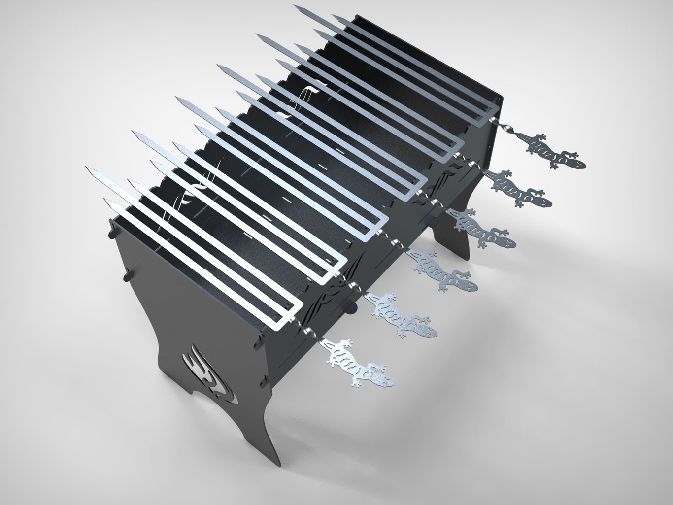 Triple Lizard Skewers. DXF files for laser, plasma cutting. Фото 3