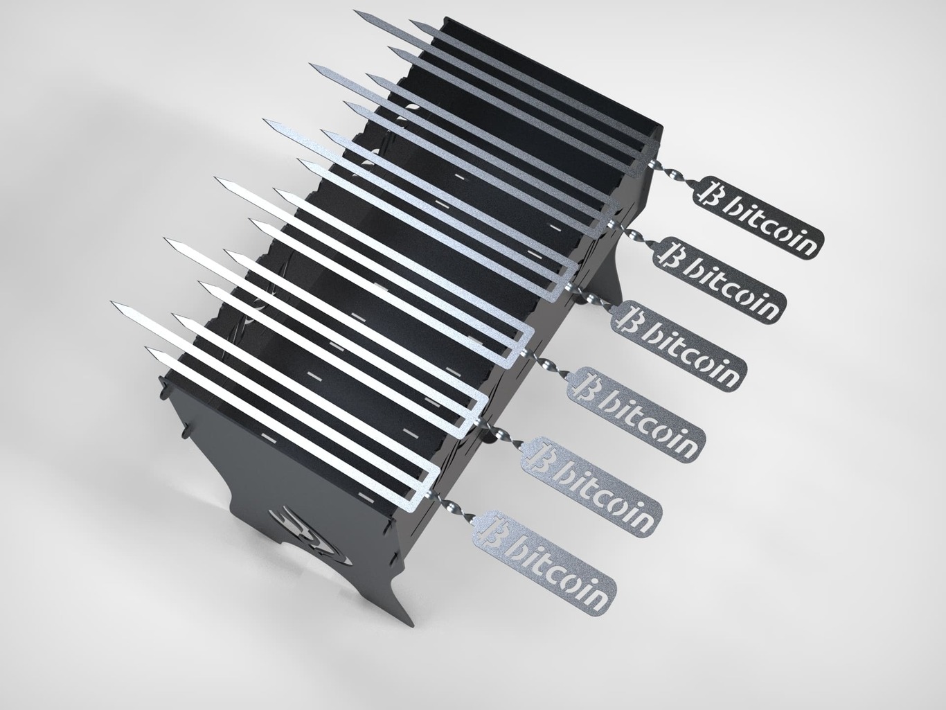 Triple Bitcoin Skewers. DXF files for laser, plasma cutting. Фото 3