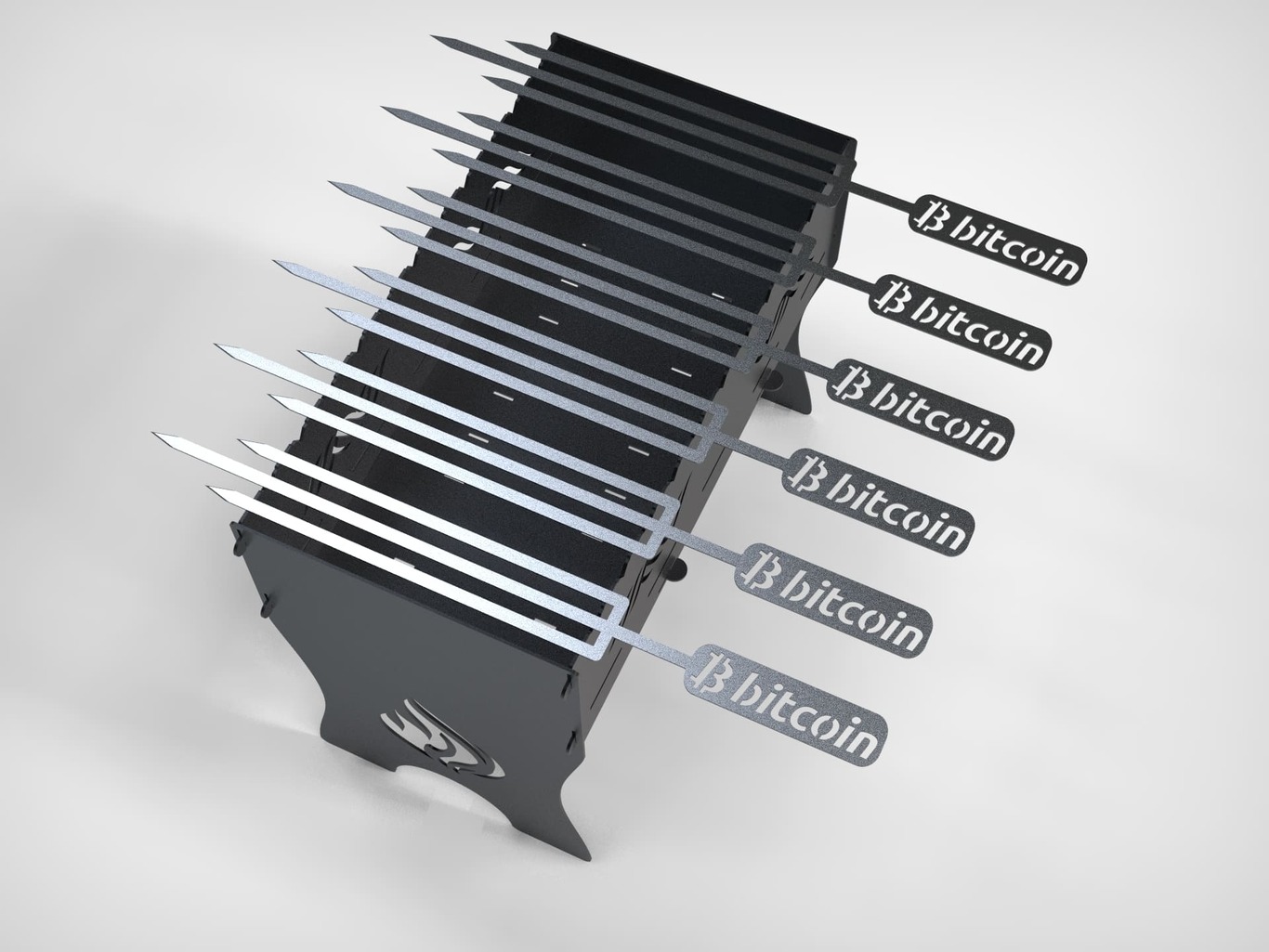 Triple Bitcoin Skewers. DXF files for laser, plasma cutting. Фото 4