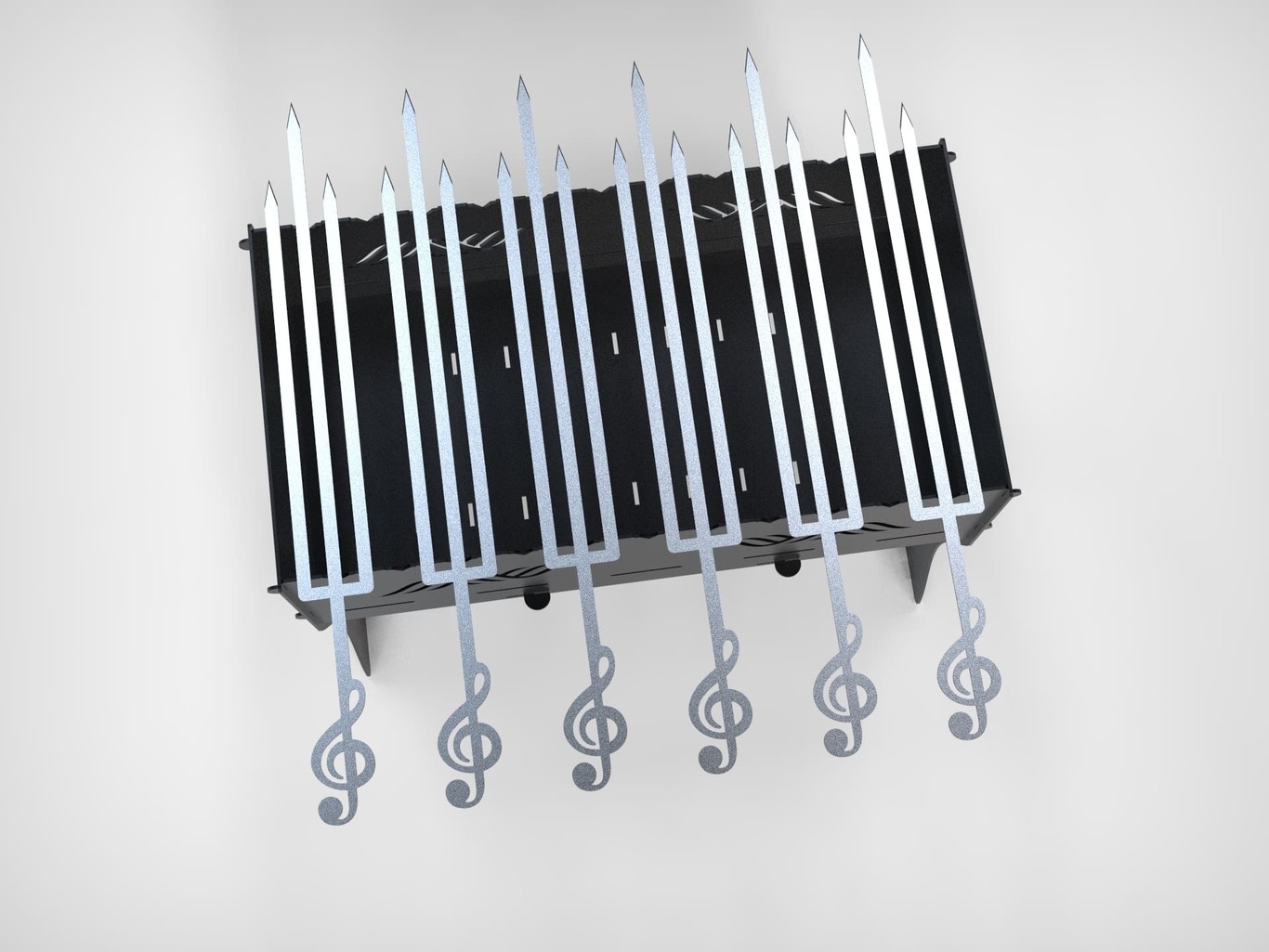 Triple Treble Clef Skewers. DXF files for laser, plasma cutting. Фото 4
