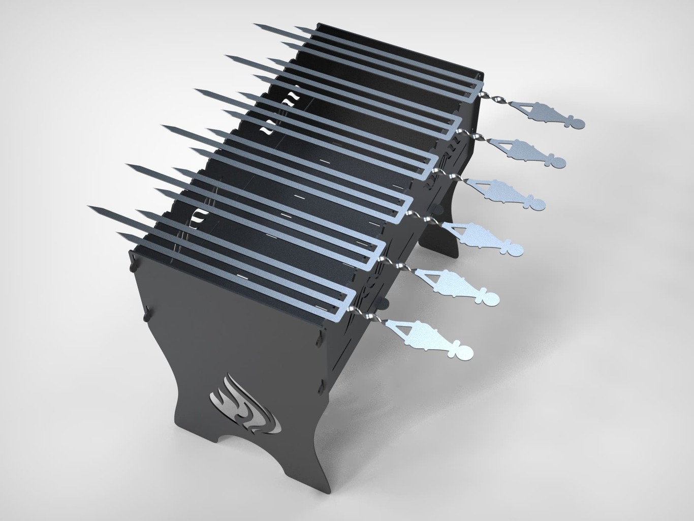 Triple Chess Pawn Skewers. DXF files for laser, plasma cutting. Фото 3