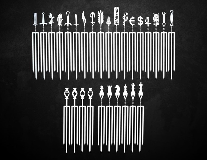 28-Piece Triple Skewer Bundle. DXF files for laser, plasma cutting