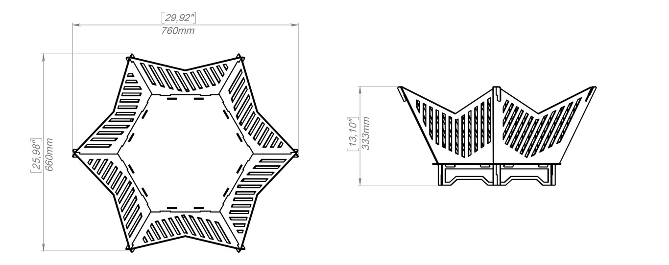 Lareira Externa Hexagonal V1. Arquivos DXF e SVG para corte e plasma a laser. Фото 14
