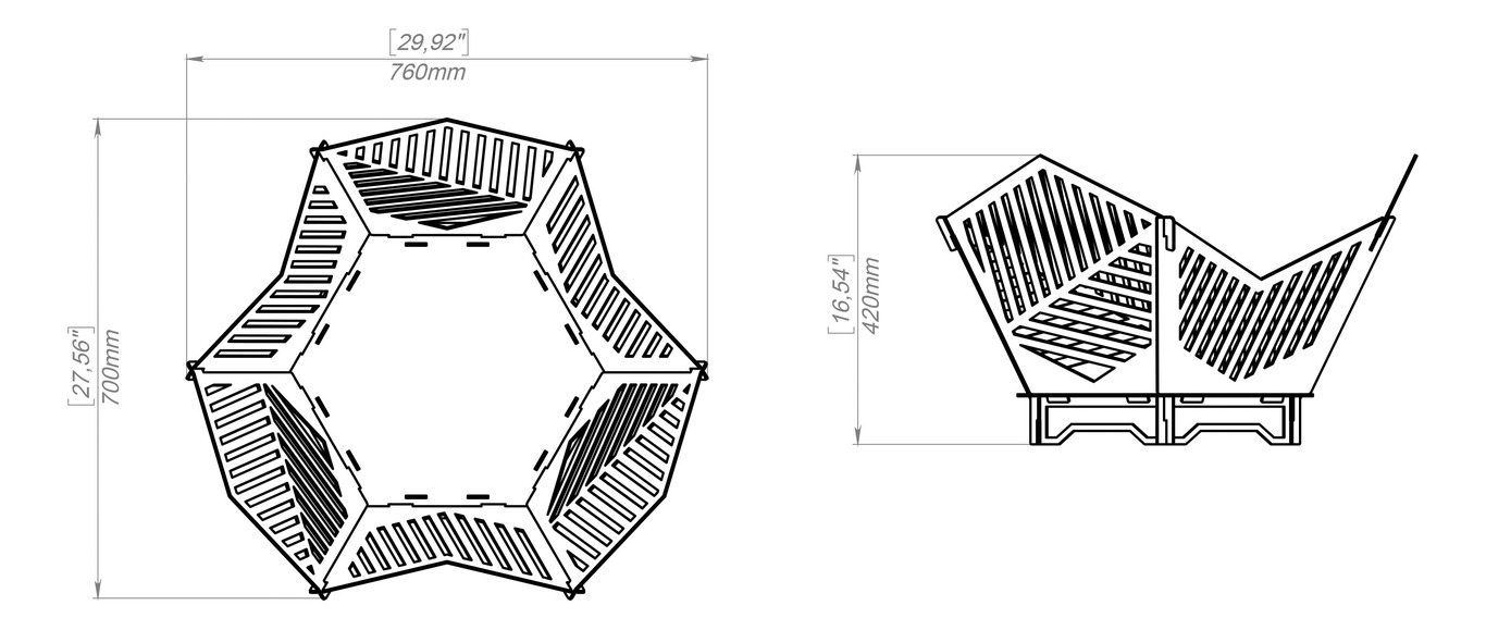 Braciere Esagonale V2. File DXF, SVG per taglio plasma, laser. Фото 13