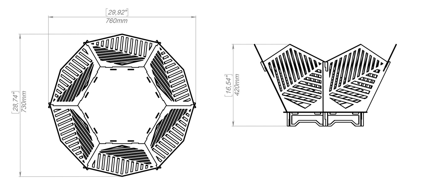 Hex Fire Pit V3. DXF, SVG files for plasma, laser cutting. Фото 13