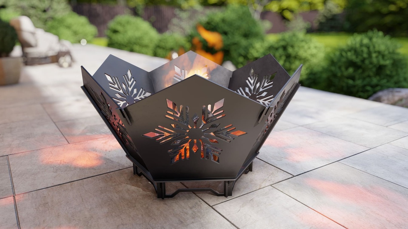 Hex Snowflake Fire Pit V4. DXF, SVG files for plasma, laser cutting. Фото 3