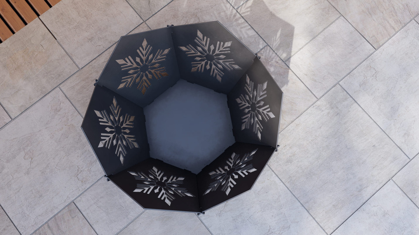 Hex Snowflake Fire Pit V4. DXF, SVG files for plasma, laser cutting. Фото 11