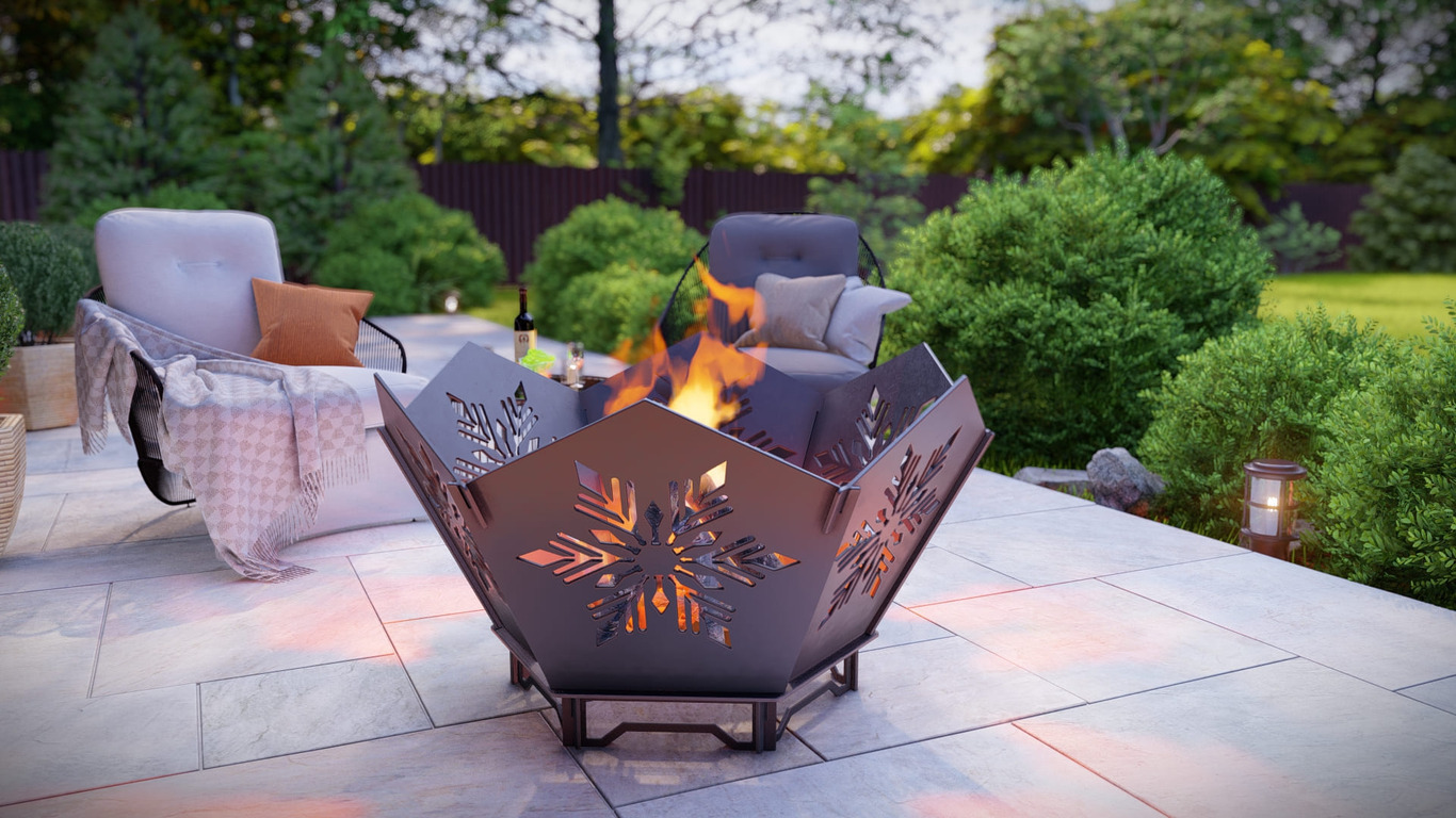 Hex Snowflake Fire Pit V4. DXF, SVG files for plasma, laser cutting. Фото 4