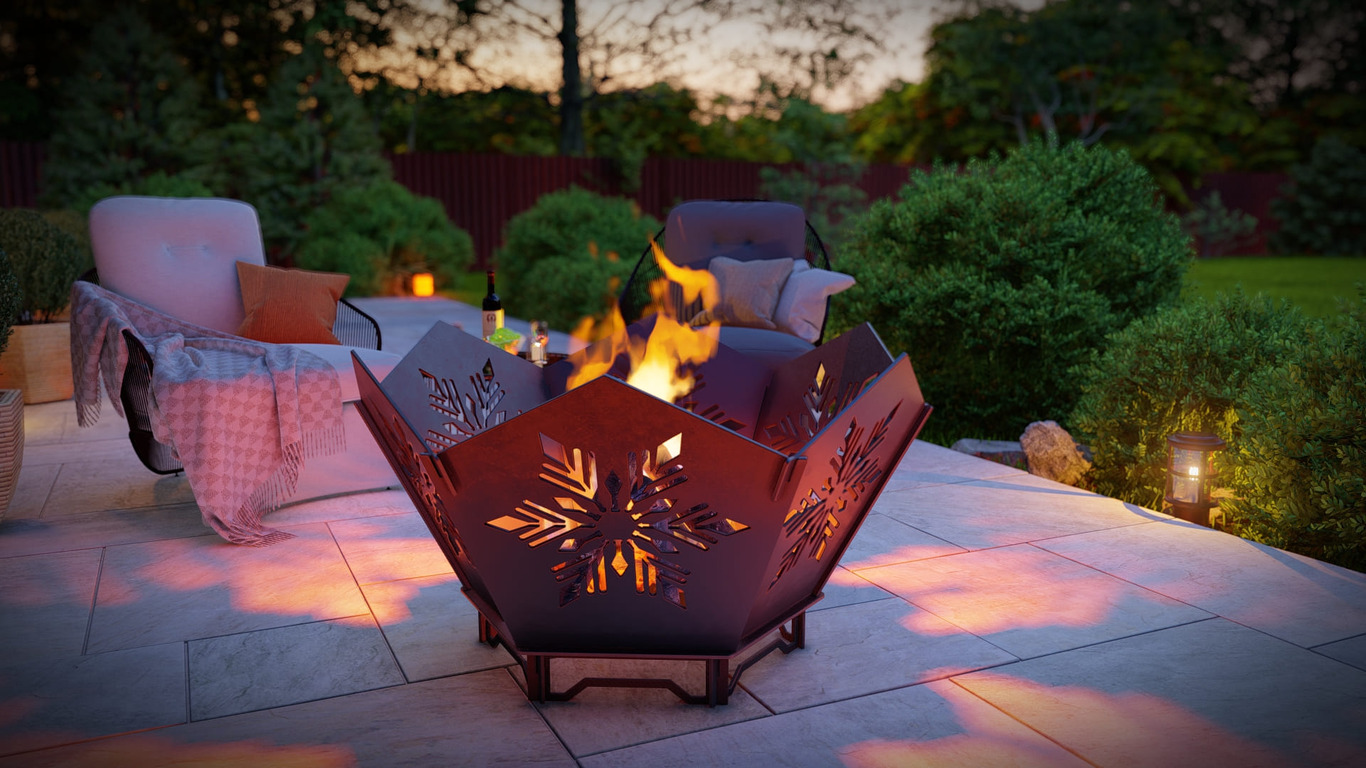 Hex Snowflake Fire Pit V4. DXF, SVG files for plasma, laser cutting. Фото 5