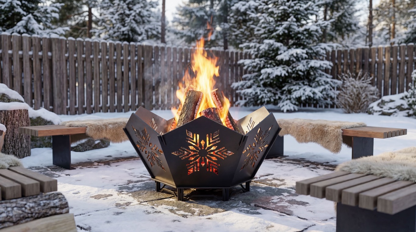 Hex Snowflake Fire Pit V4. DXF, SVG files for plasma, laser cutting. Фото 2