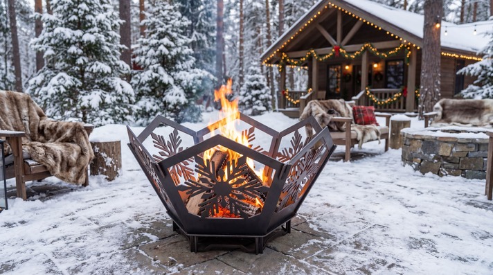 Hex Snowflake Fire Pit V5. DXF, SVG files for plasma, laser cutting