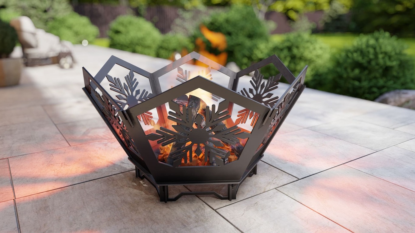 Hex Snowflake Fire Pit V5. DXF, SVG files for plasma, laser cutting. Фото 3