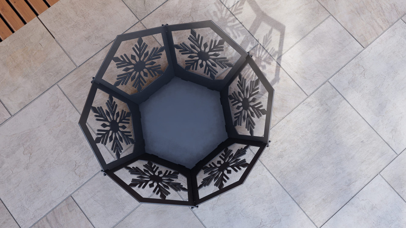 Hex Snowflake Fire Pit V5. DXF, SVG files for plasma, laser cutting. Фото 11