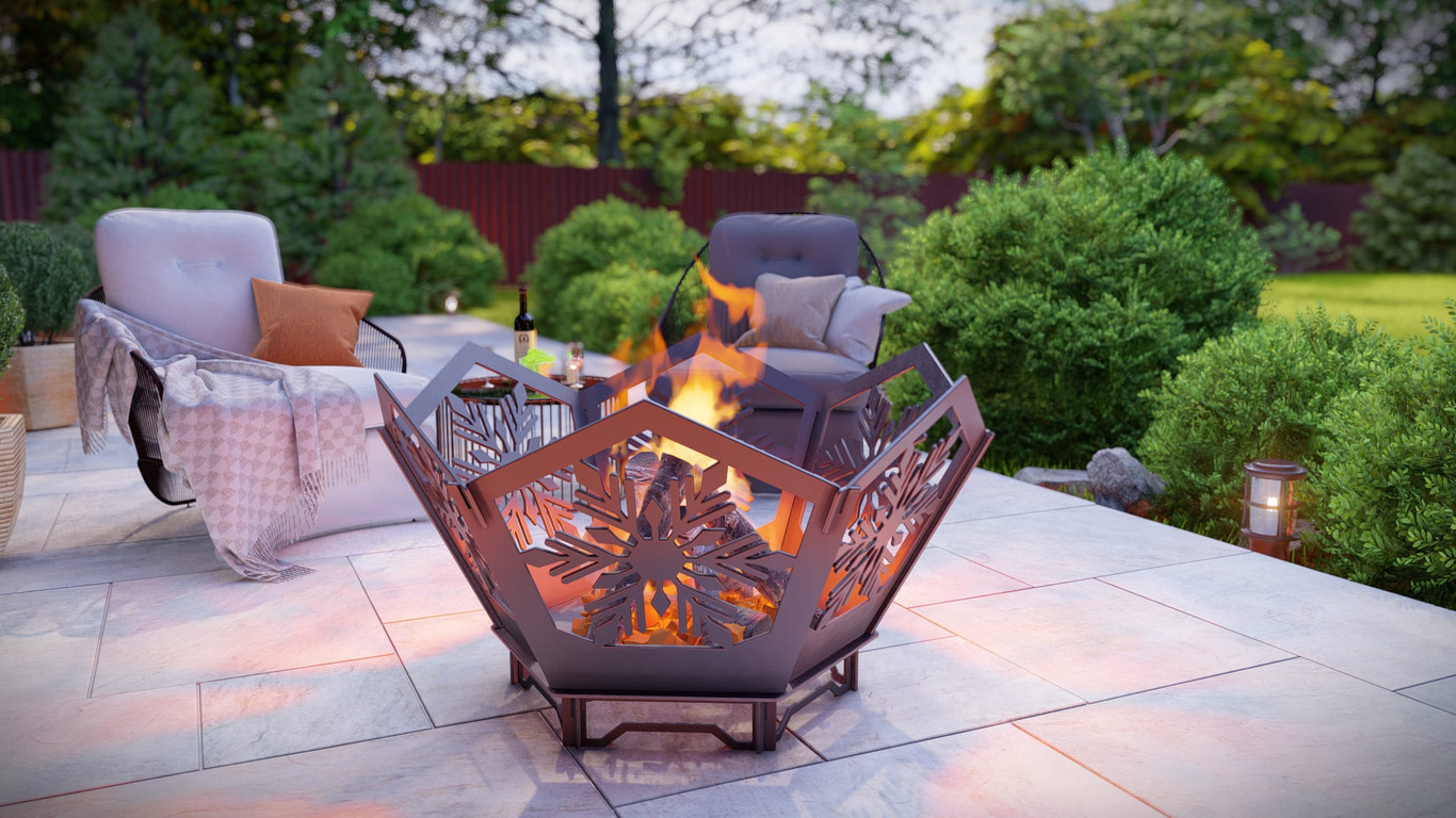 Hex Snowflake Fire Pit V5. DXF, SVG files for plasma, laser cutting. Фото 4