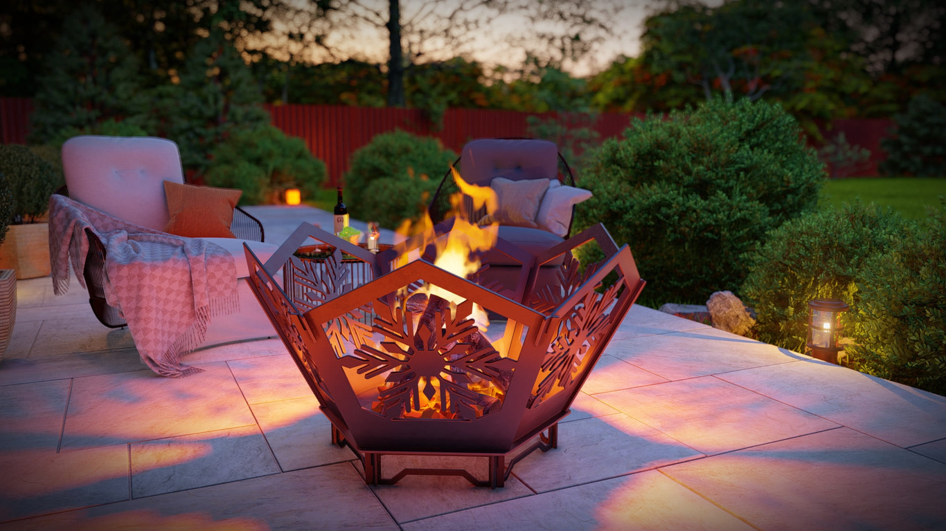 Hex Snowflake Fire Pit V5. DXF, SVG files for plasma, laser cutting. Фото 5