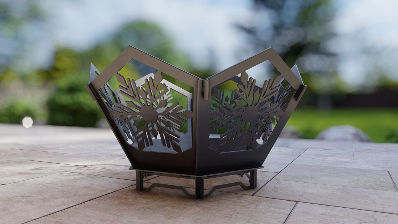 Hex Snowflake Fire Pit V5. DXF, SVG files for plasma, laser cutting. Фото 12