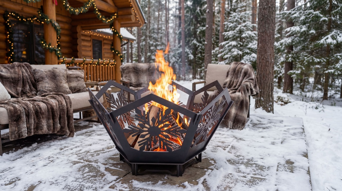Hex Snowflake Fire Pit V5. DXF, SVG files for plasma, laser cutting. Фото 2