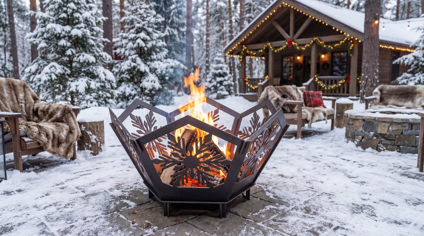 Hex Snowflake Fire Pit V5. DXF, SVG files for plasma, laser cutting