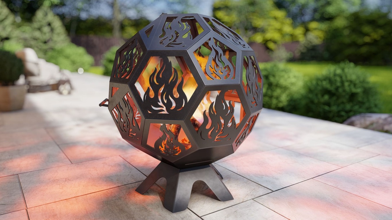 Boule de Feu avec Couvercle. Fichiers DXF, SVG pour découpe plasma et laser. Brasero. Фото 2