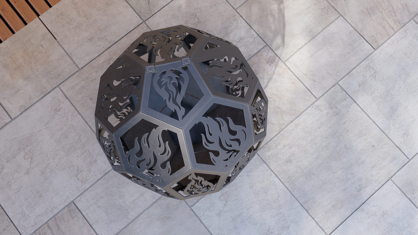 Boule de Feu avec Couvercle. Fichiers DXF, SVG pour découpe plasma et laser. Brasero. Фото 13