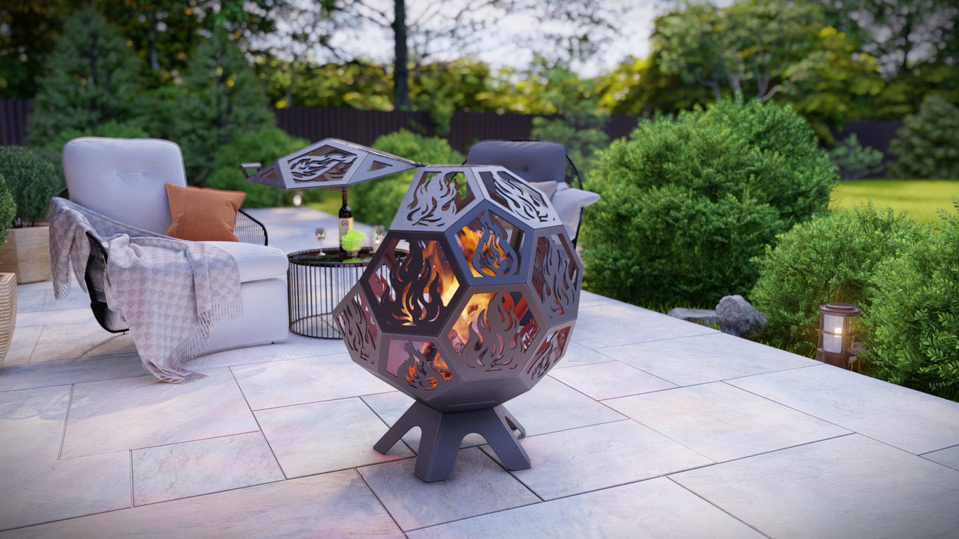 Boule de Feu avec Couvercle. Fichiers DXF, SVG pour découpe plasma et laser. Brasero. Фото 3