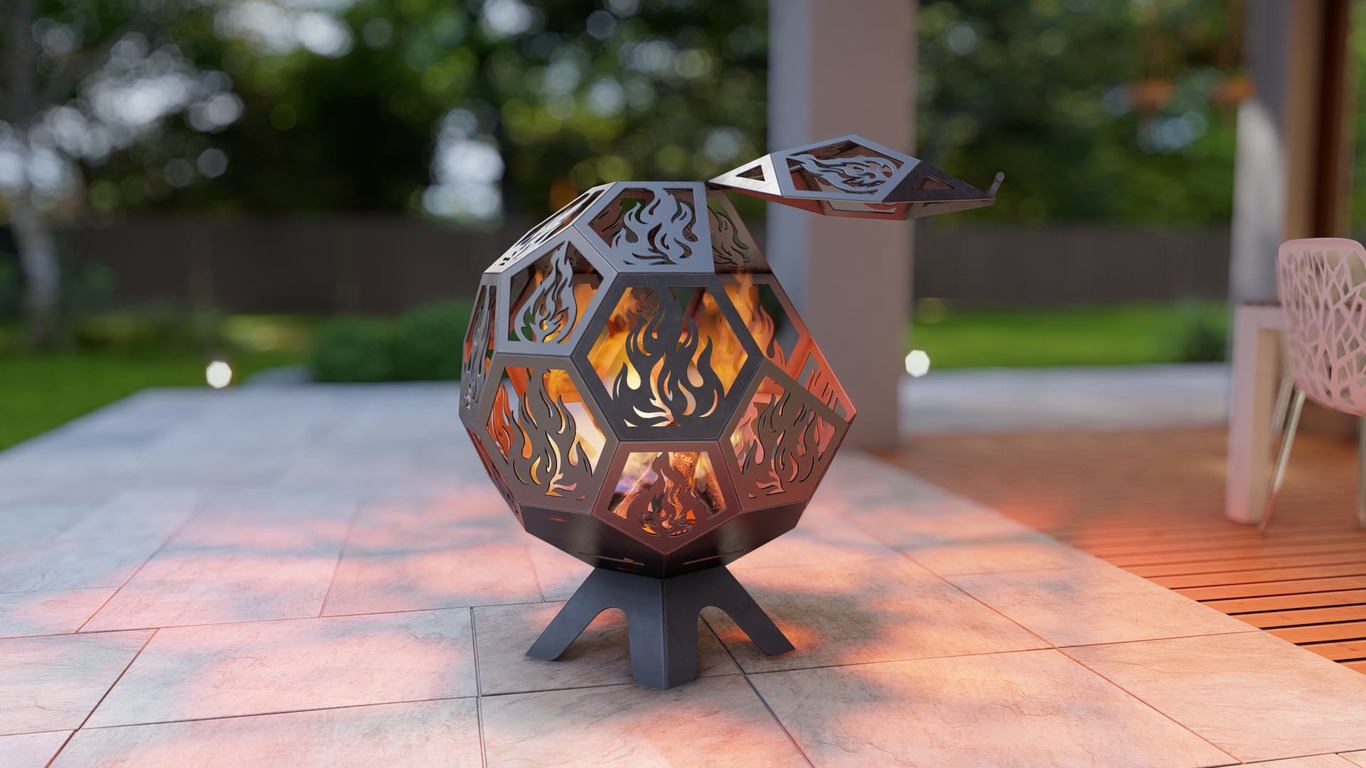 Boule de Feu avec Couvercle. Fichiers DXF, SVG pour découpe plasma et laser. Brasero. Фото 6