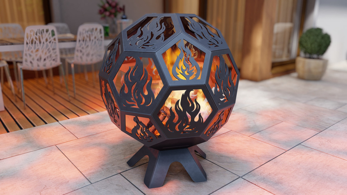 Boule de Feu avec Couvercle. Fichiers DXF, SVG pour découpe plasma et laser. Brasero. Фото 8