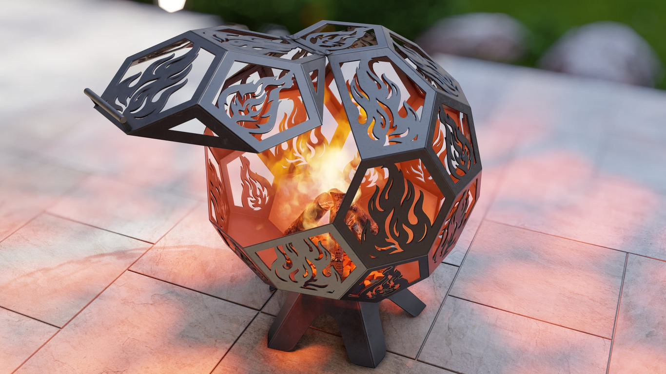 Boule de Feu avec Couvercle. Fichiers DXF, SVG pour découpe plasma et laser. Brasero. Фото 10