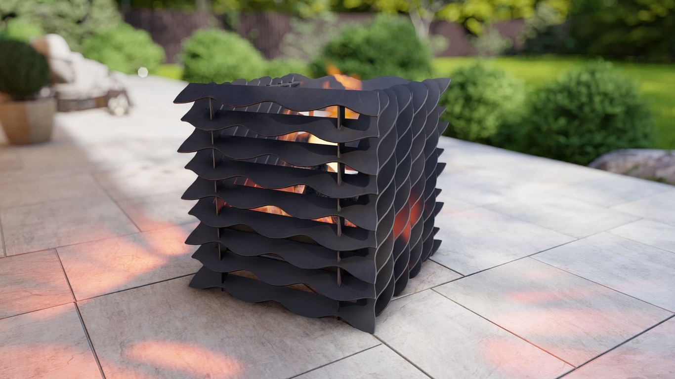 Wavy Cube Fire Pit. DXF, SVG files for plasma, laser cutting. Фото 2