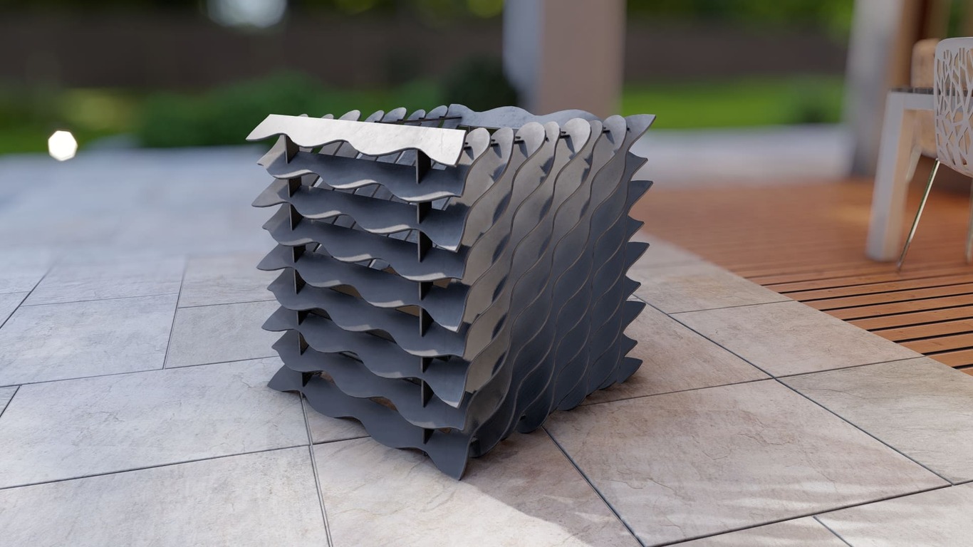 Wavy Cube Fire Pit. DXF, SVG files for plasma, laser cutting. Фото 12