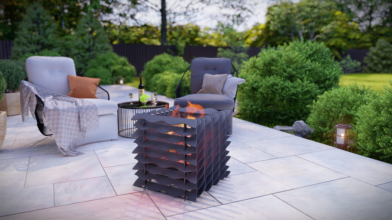 Wavy Cube Fire Pit. DXF, SVG files for plasma, laser cutting. Фото 3