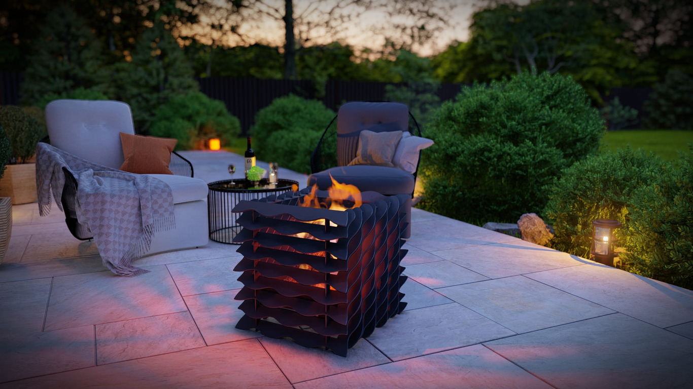 Wavy Cube Fire Pit. DXF, SVG files for plasma, laser cutting. Фото 4
