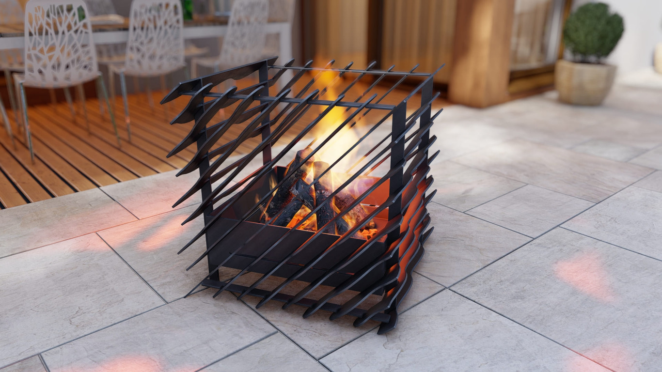 Wavy Cube Fire Pit. DXF, SVG files for plasma, laser cutting. Фото 7