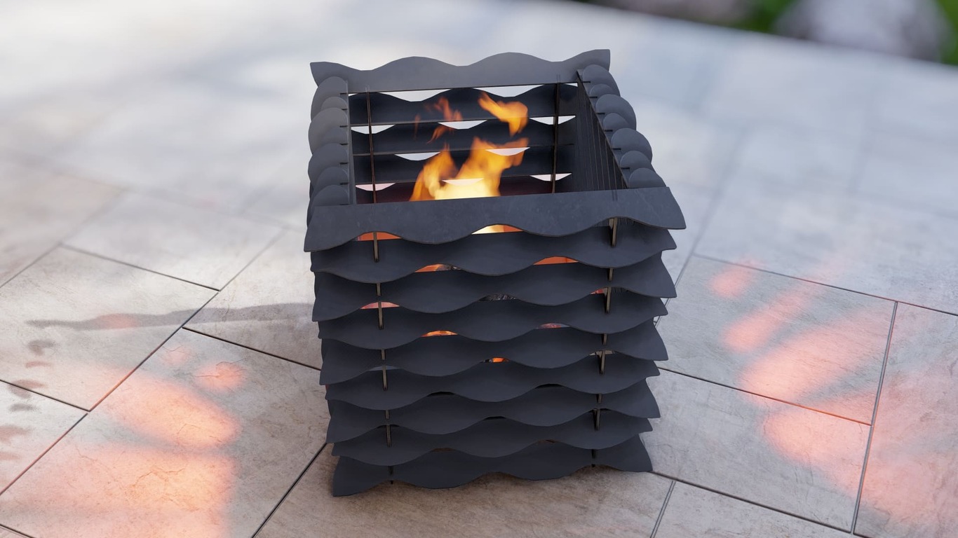 Wavy Cube Fire Pit. DXF, SVG files for plasma, laser cutting. Фото 8